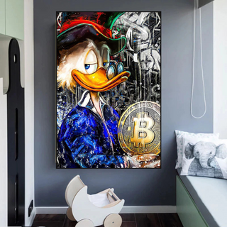 Scrooge McDuck Bitcoin Millionaire Canvas Wall Art Poster-GraffitiWallArt