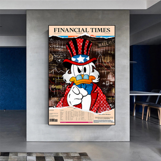 Scrooge McDuck Canvas Wall Art - Financial Times-GraffitiWallArt