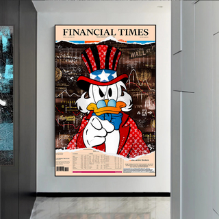 Scrooge McDuck Canvas Wall Art - Financial Times-GraffitiWallArt