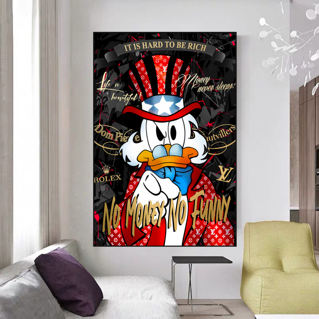 Scrooge McDuck Canvas Wall Art - No Money No Honey-GraffitiWallArt