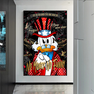 Scrooge McDuck Canvas Wall Art - No Money No Honey-GraffitiWallArt