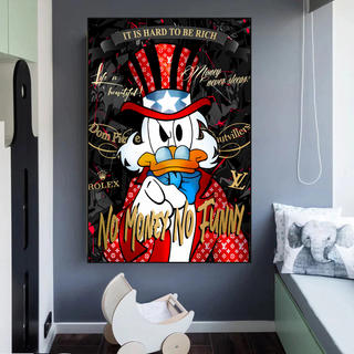 Scrooge McDuck Canvas Wall Art - No Money No Honey-GraffitiWallArt