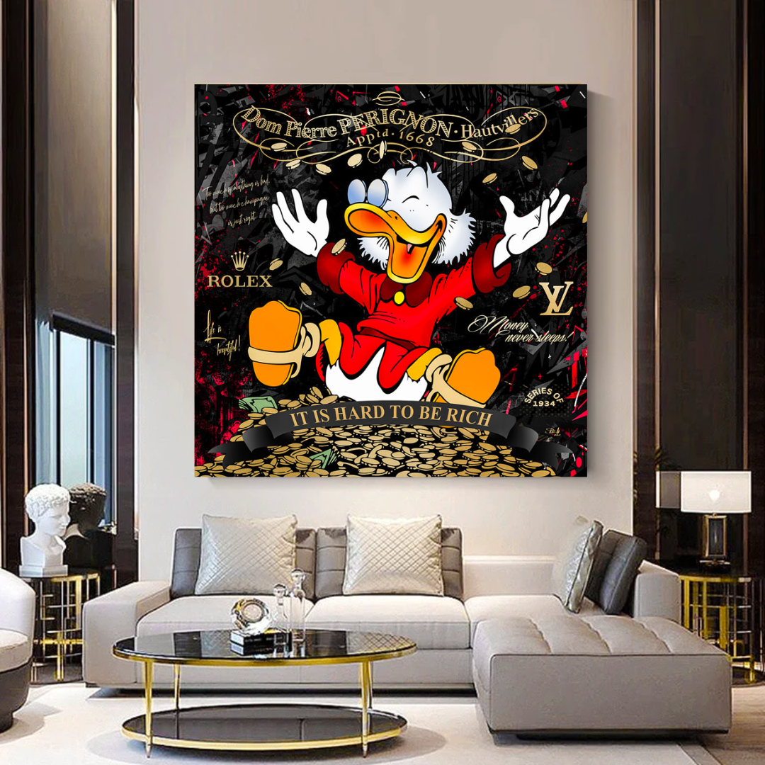 Scrooge McDuck its Hard to be Rich Canvas Wall Art-GraffitiWallArt