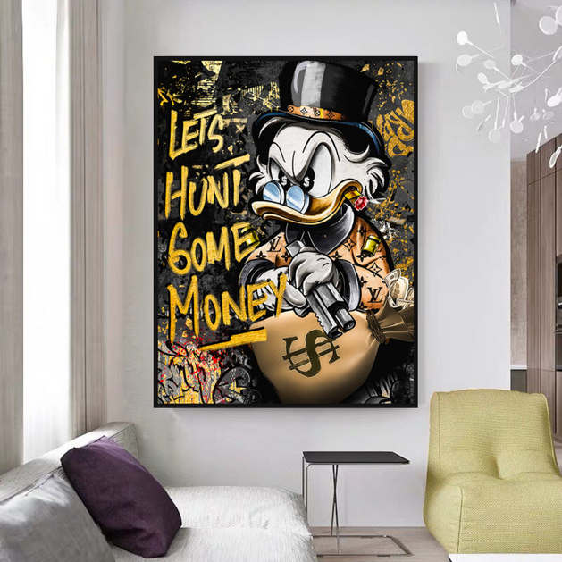 Scrooge McDuck Lets Hunt Some Money Canvas Wall Art-GraffitiWallArt