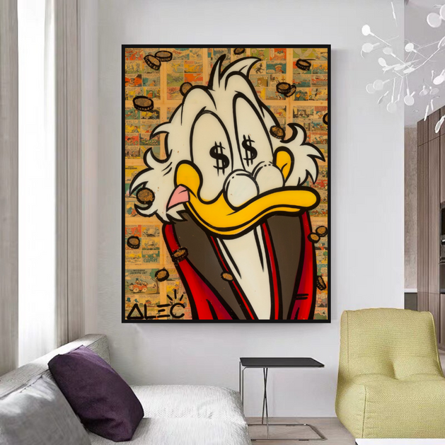 Scrooge McDuck Millionaire by Alec Canvas Wall Art-GraffitiWallArt