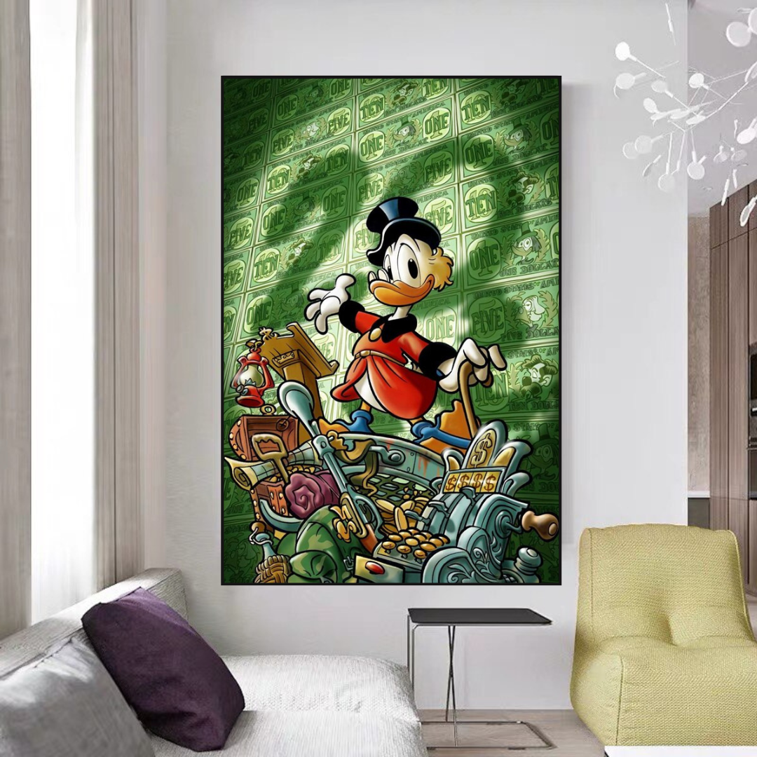 Scrooge McDuck Millionaire Canvas Wall Art-GraffitiWallArt