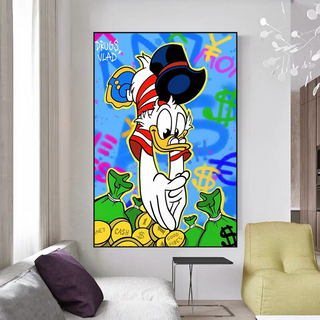 Scrooge McDuck Millionaire Canvas Wall Art-GraffitiWallArt