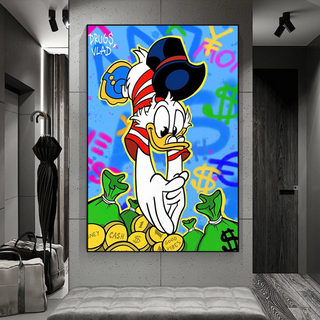 Scrooge McDuck Millionaire Canvas Wall Art-GraffitiWallArt