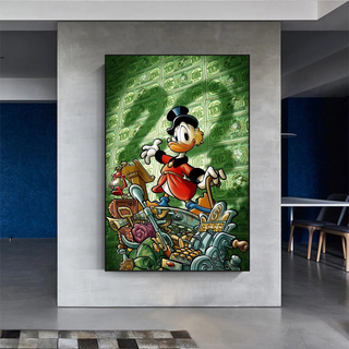 Scrooge McDuck Millionaire Canvas Wall Art-GraffitiWallArt