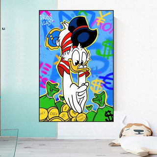 Scrooge McDuck Millionaire Canvas Wall Art-GraffitiWallArt