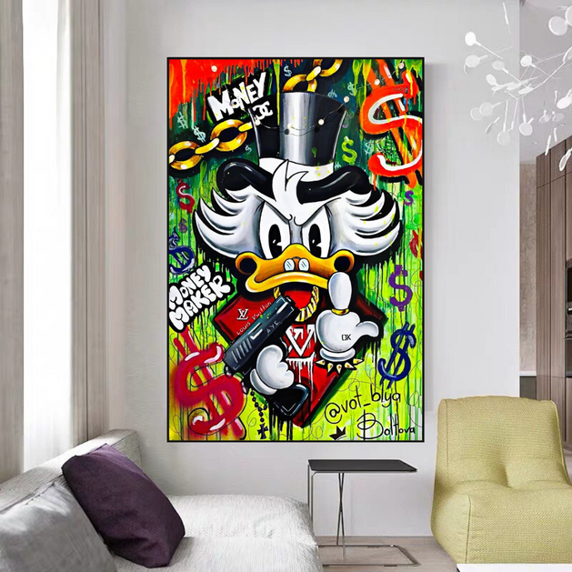 Scrooge McDuck Money Maker Millionaire Canvas Wall Art-GraffitiWallArt