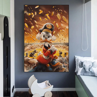 Scrooge McDuck Money Maker Millionaire Canvas Wall Art-GraffitiWallArt