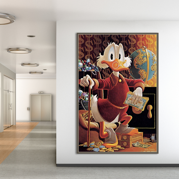 Scrooge McDuck Money Maker Millionaire Canvas Wall Art-GraffitiWallArt