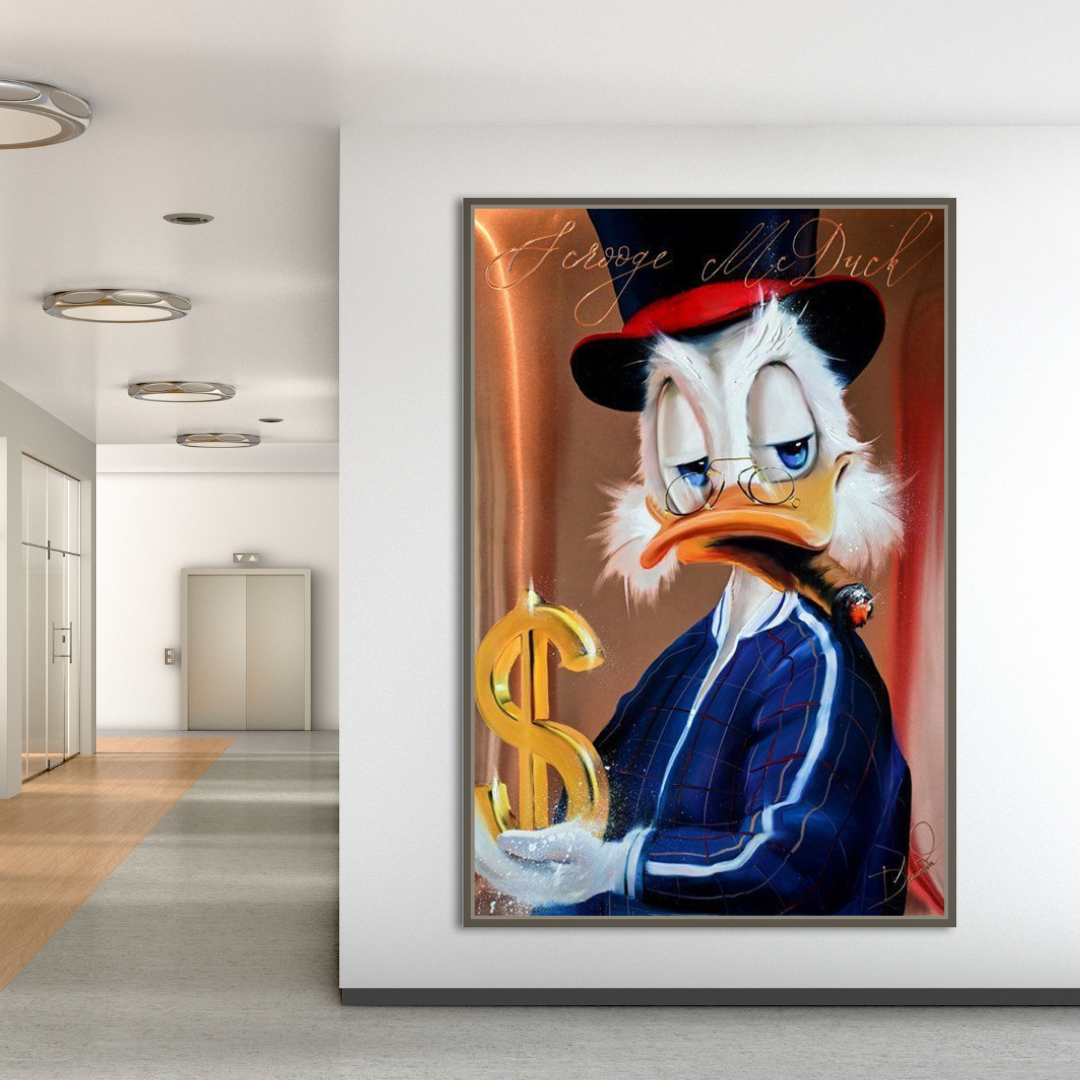 Scrooge McDuck Money Maker Millionaire Canvas Wall Art-GraffitiWallArt