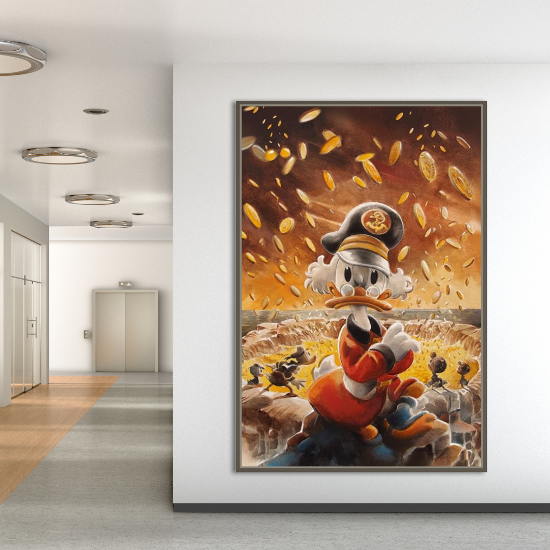 Scrooge McDuck Money Maker Millionaire Canvas Wall Art-GraffitiWallArt