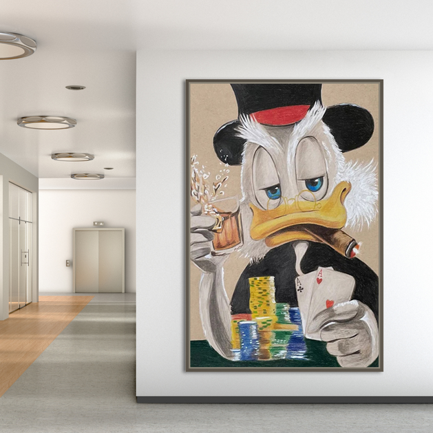 Scrooge McDuck Money Maker Millionaire Canvas Wall Art-GraffitiWallArt