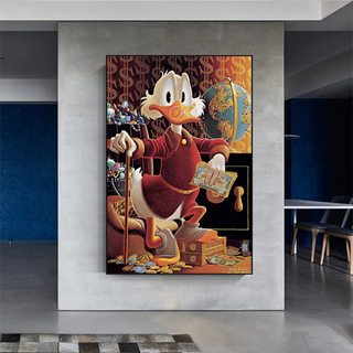 Scrooge McDuck Money Maker Millionaire Canvas Wall Art-GraffitiWallArt