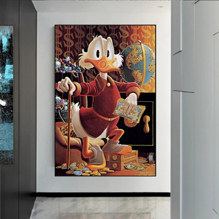 Scrooge McDuck Money Maker Millionaire Canvas Wall Art-GraffitiWallArt