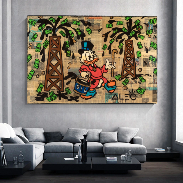 Scrooge McDuck Oil Money Maker Millionaire by Alec Canvas Wall Art-GraffitiWallArt