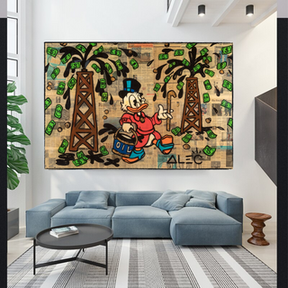 Scrooge McDuck Oil Money Maker Millionaire by Alec Canvas Wall Art-GraffitiWallArt