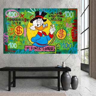 Scrooge McDuck One Dollar Money Canvas Wall Art-GraffitiWallArt