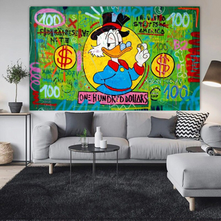 Scrooge McDuck One Dollar Money Canvas Wall Art-GraffitiWallArt