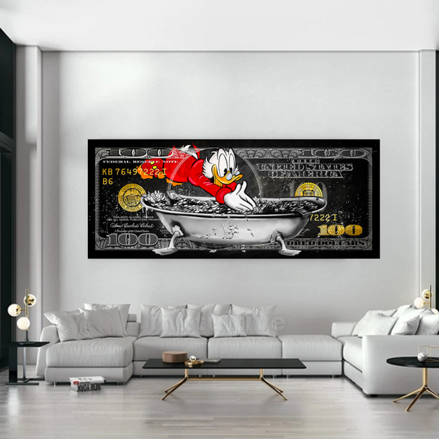 Scrooge McDuck One Million Dollar Canvas Wall Art-GraffitiWallArt