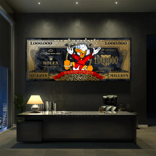 Scrooge McDuck One Million Dollar Canvas Wall Art-GraffitiWallArt