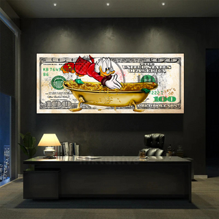 Scrooge McDuck One Million Dollar Canvas Wall Art-GraffitiWallArt