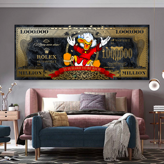 Scrooge McDuck One Million Dollar Canvas Wall Art-GraffitiWallArt