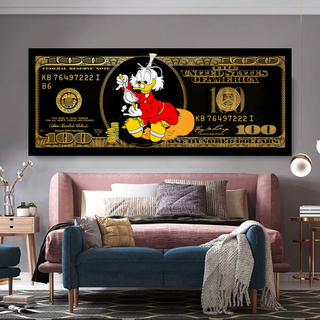 Scrooge McDuck One Million Dollar Canvas Wall Art-GraffitiWallArt