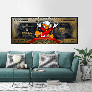 Scrooge McDuck One Million Dollar Canvas Wall Art-GraffitiWallArt