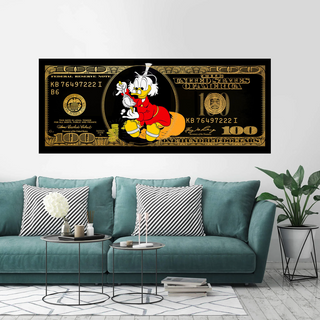 Scrooge McDuck One Million Dollar Canvas Wall Art-GraffitiWallArt