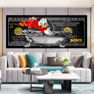 Scrooge McDuck One Million Dollar Canvas Wall Art-GraffitiWallArt