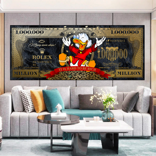 Scrooge McDuck One Million Dollar Canvas Wall Art-GraffitiWallArt