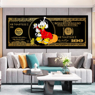 Scrooge McDuck One Million Dollar Canvas Wall Art-GraffitiWallArt