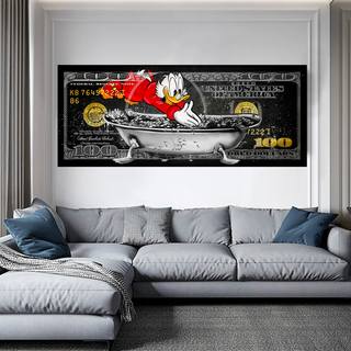 Scrooge McDuck One Million Dollar Canvas Wall Art-GraffitiWallArt