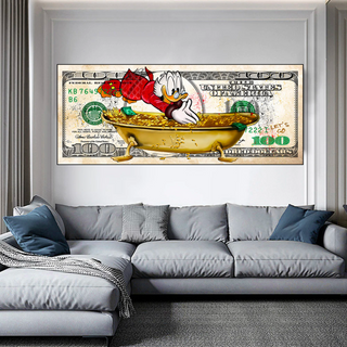 Scrooge McDuck One Million Dollar Canvas Wall Art-GraffitiWallArt