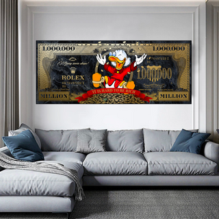 Scrooge McDuck One Million Dollar Canvas Wall Art-GraffitiWallArt