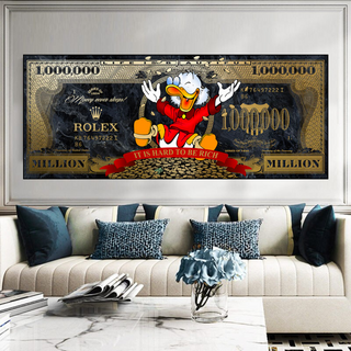 Scrooge McDuck One Million Dollar Canvas Wall Art-GraffitiWallArt