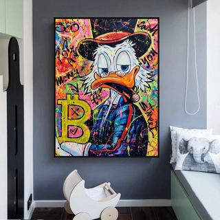 Scrooge McDuck Pop Art Bitcoin Millionaire Canvas Wall Art-GraffitiWallArt