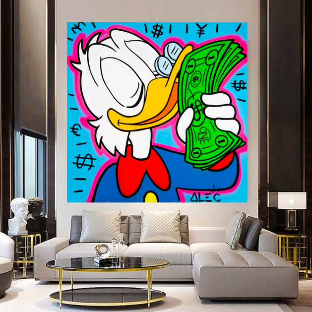 Scrooge McDuck Smells Money by Alec Canvas Wall Art-GraffitiWallArt