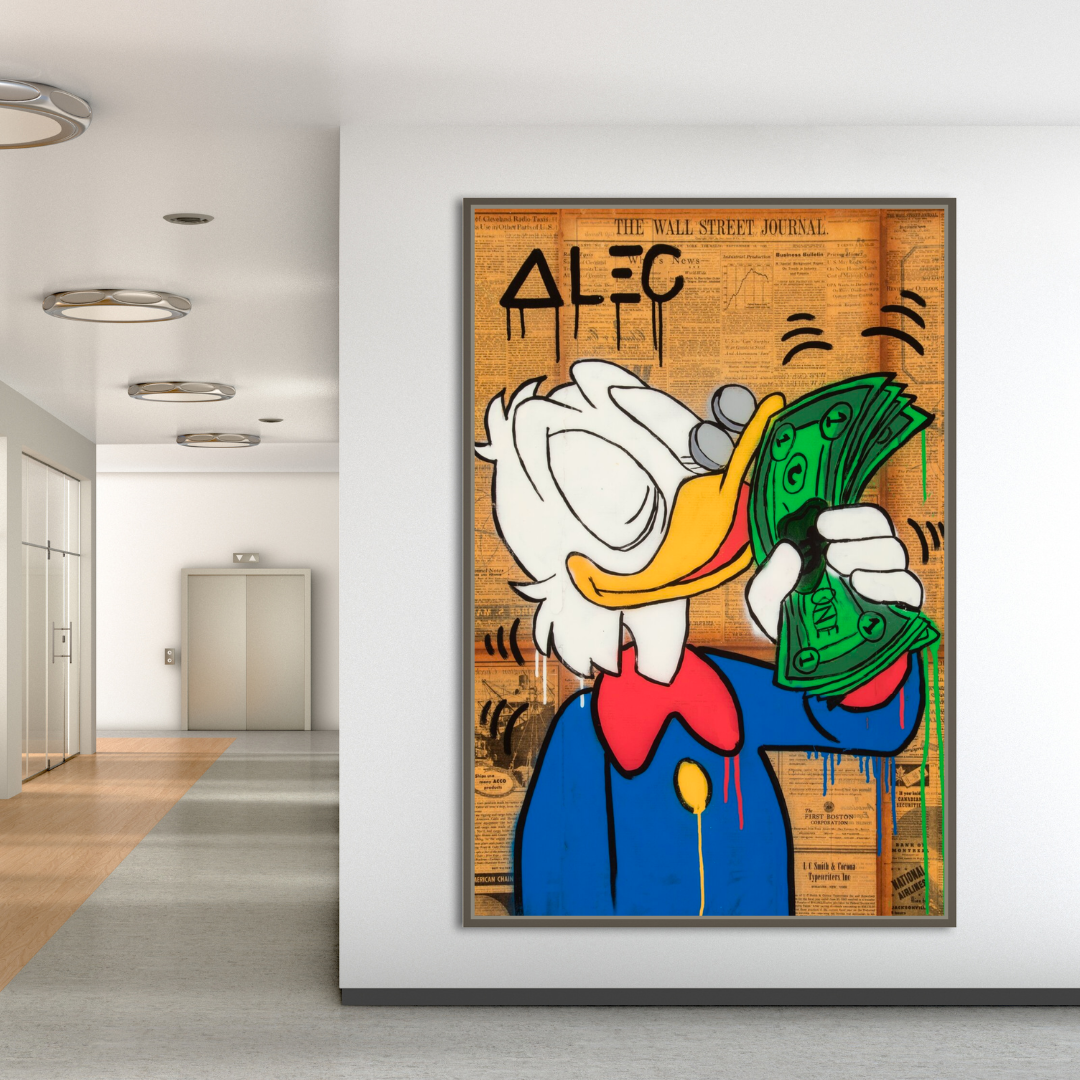 Scrooge McDuck Smells Money by Alec Canvas Wall Art-GraffitiWallArt