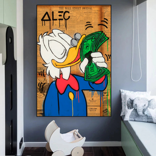 Scrooge McDuck Smells Money by Alec Canvas Wall Art-GraffitiWallArt