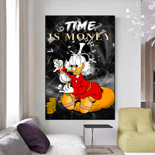 Scrooge McDuck Time is Money Canvas Wall Art-GraffitiWallArt