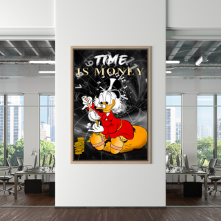 Scrooge McDuck Time is Money Canvas Wall Art-GraffitiWallArt