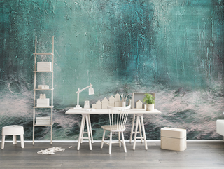 Sea Green Abstract Art Wallpaper Murals-GraffitiWallArt