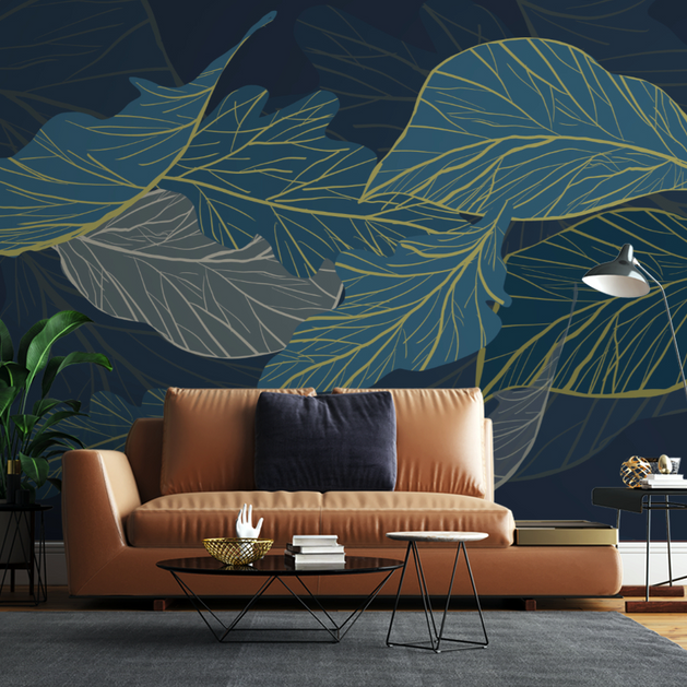Sea Green Leaves 3D Wallpaper Murals: Transform Your Space-GraffitiWallArt