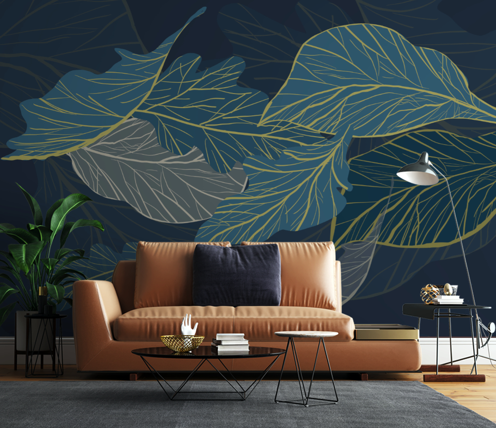 Sea Green Leaves 3D Wallpaper Murals: Transform Your Space-GraffitiWallArt