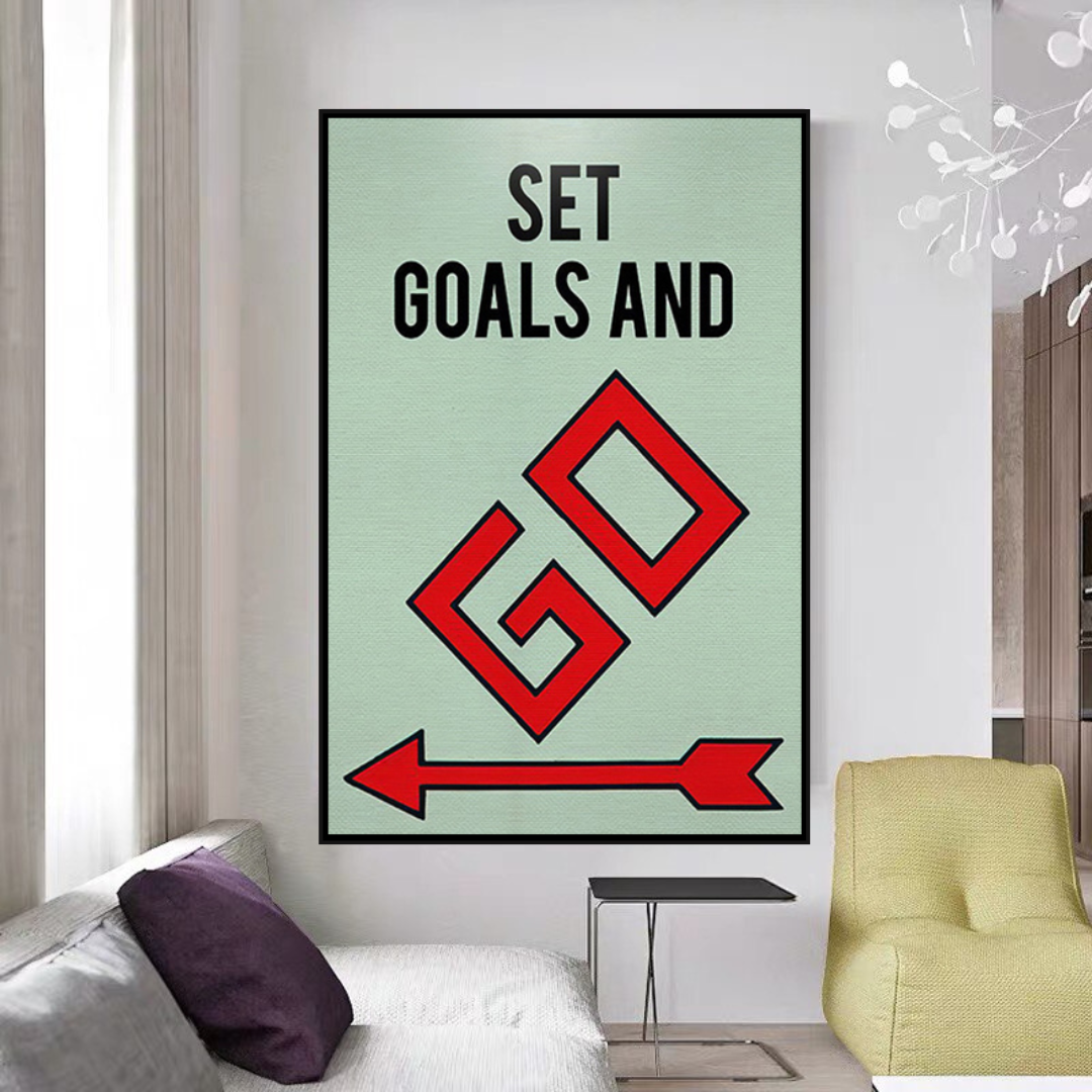 Set Goals and Go: Monopoly Canvas Wall Art-GraffitiWallArt